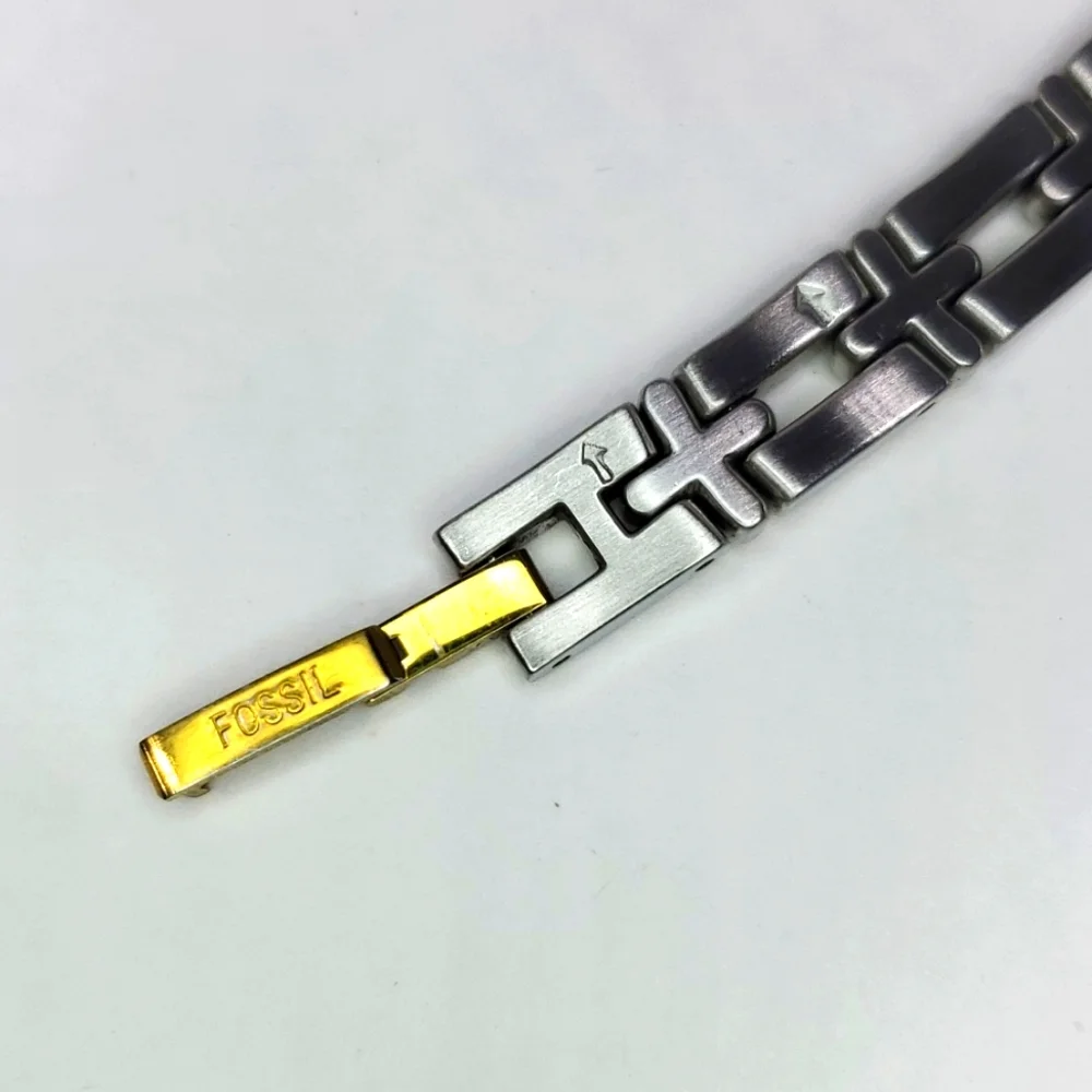 Vintage Fossil F² Watch ES9439 Two Tone Gold Silver Stainless Steel Gold